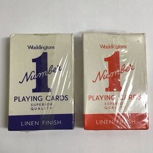 Waddingtons UK No 1 Playing Card Deck SET OF 2 SEALED Blue Red Poker Vintage NEW